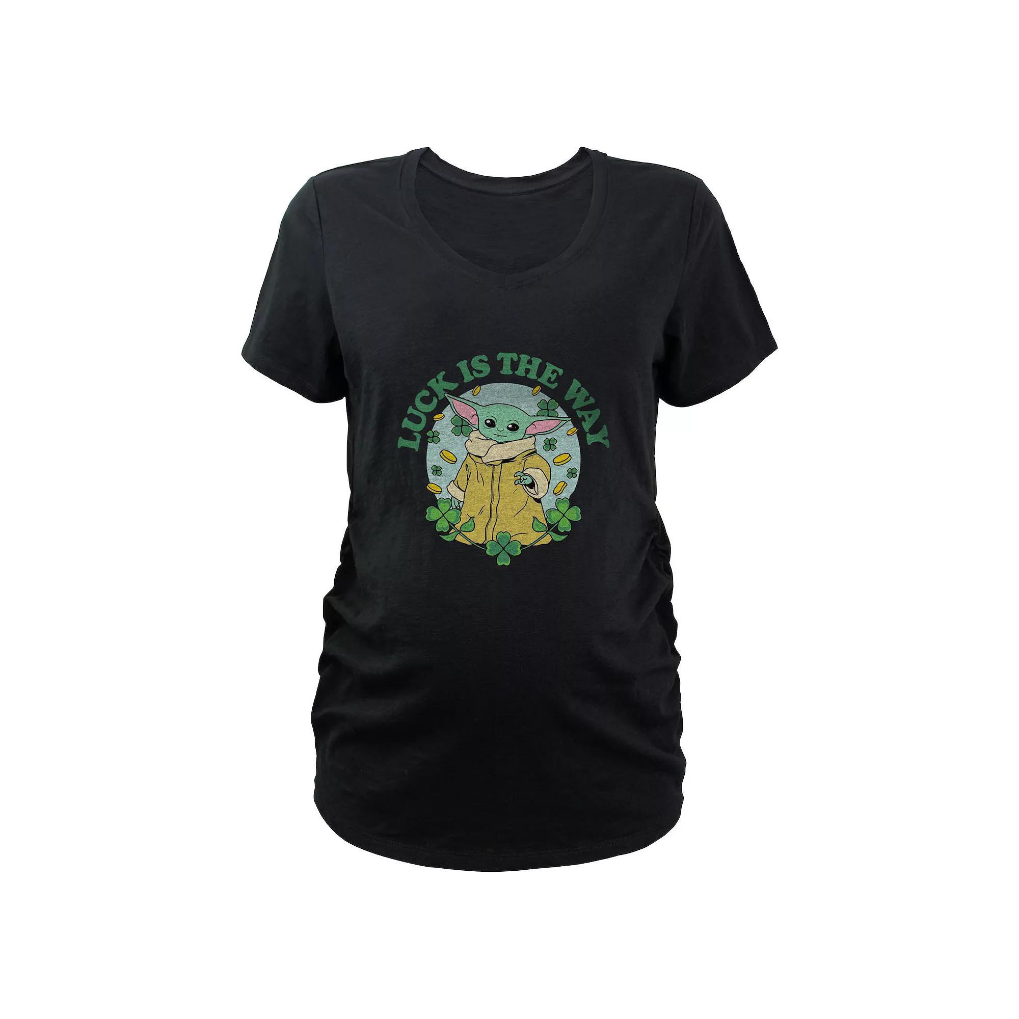 Maternity Star Wars The Mandalorian The Child Luck Is The Way Graphic Tee, Women's, Size: XXL-MAT, Black Product Image