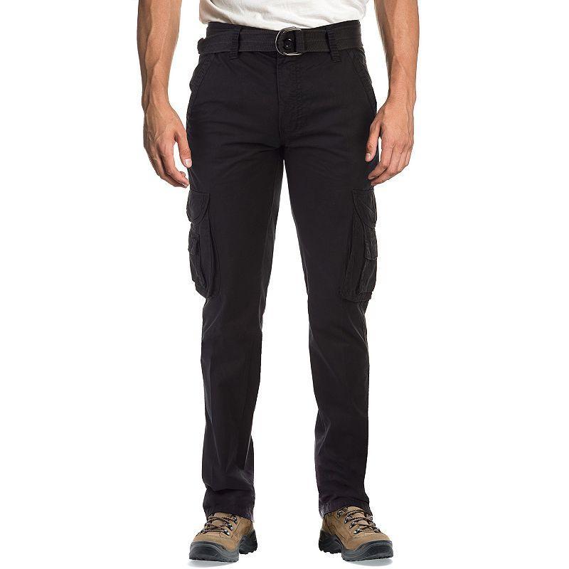 Mens Xray Slim-Fit Belted Cargo Pants Green Product Image