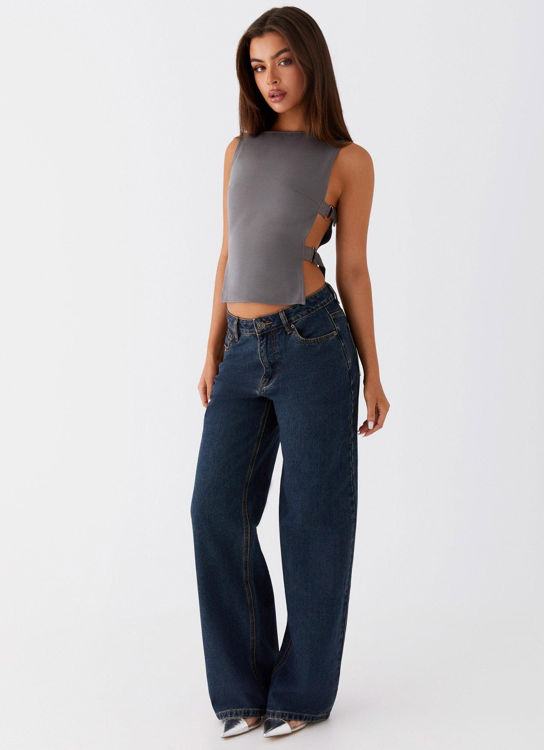 Cherish You Buckle Top - Charcoal Product Image