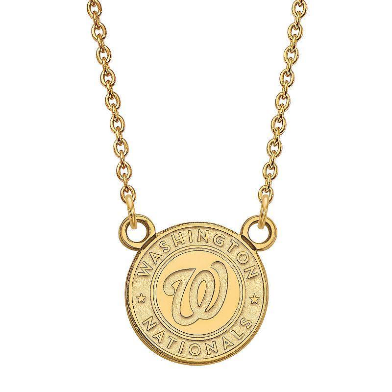 LogoArt Sterling Silver Washington Nationals Pendant Necklace, Women's, Size: 18 mm, 14k Gold Plated Product Image