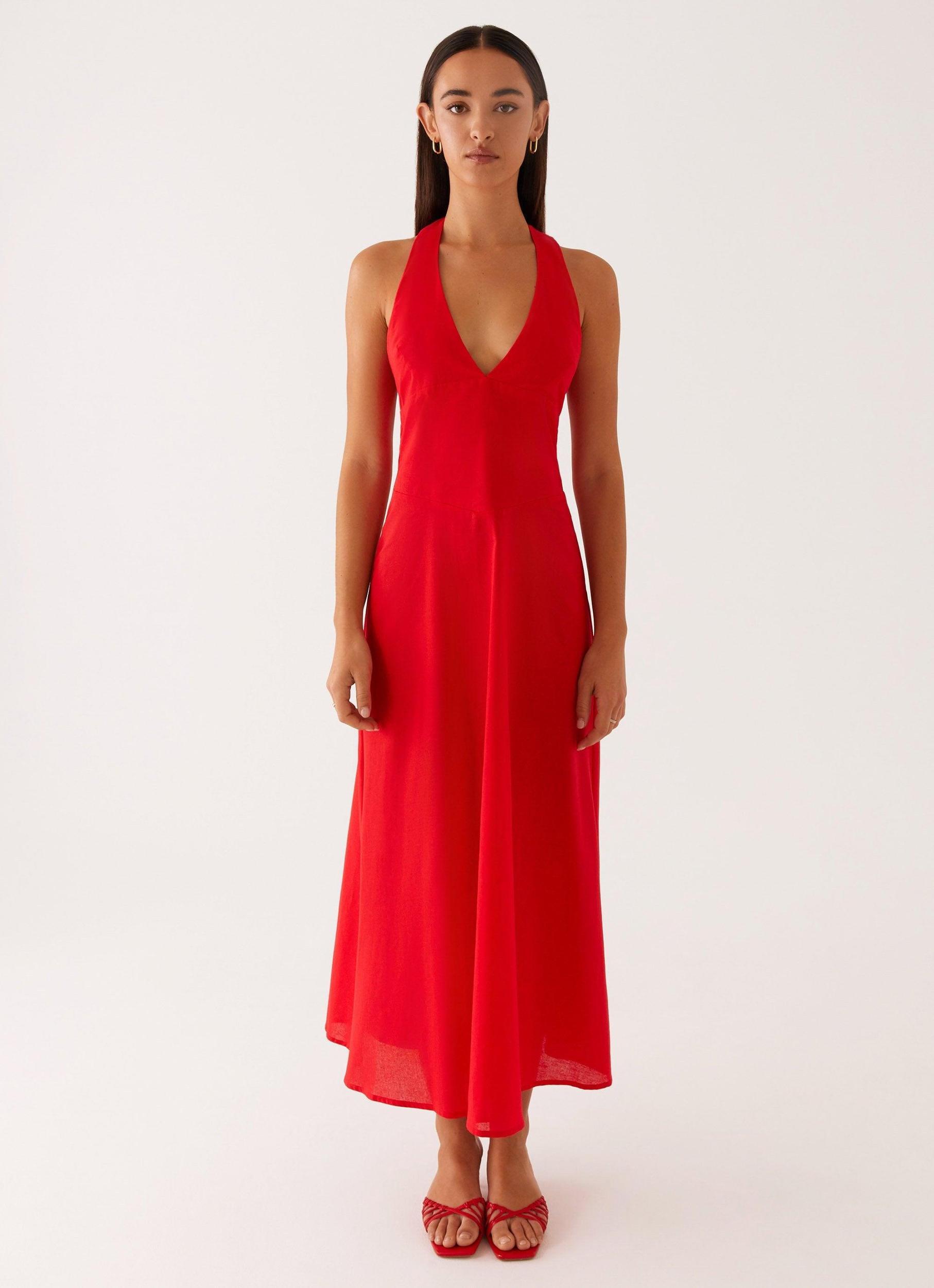 Falling For You Midi Dress - Red Product Image