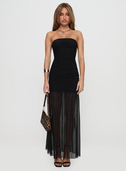 Decadent Strapless Maxi Dress Black Product Image