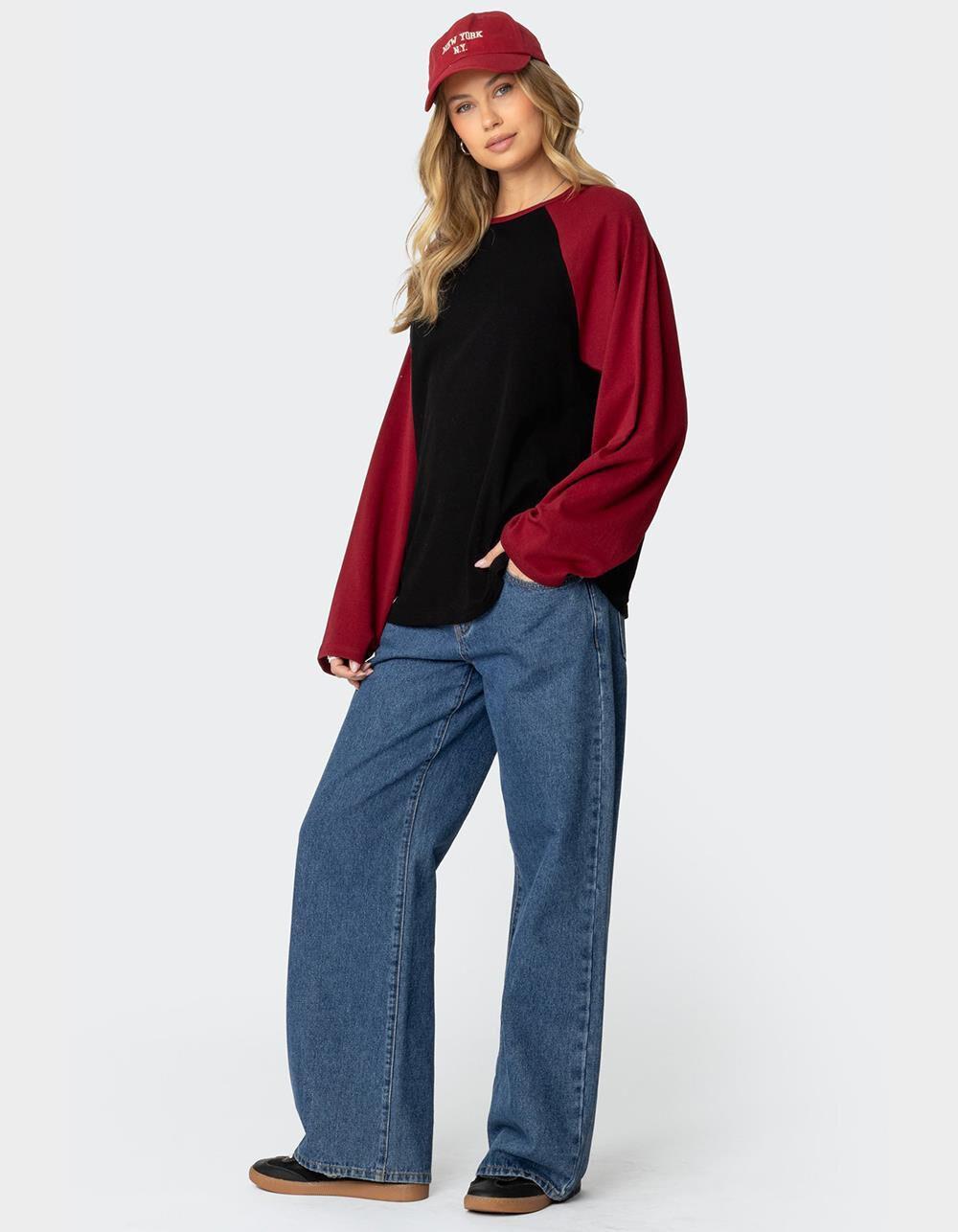 EDIKTED Oversized Raglan Long Sleeve Tee Product Image