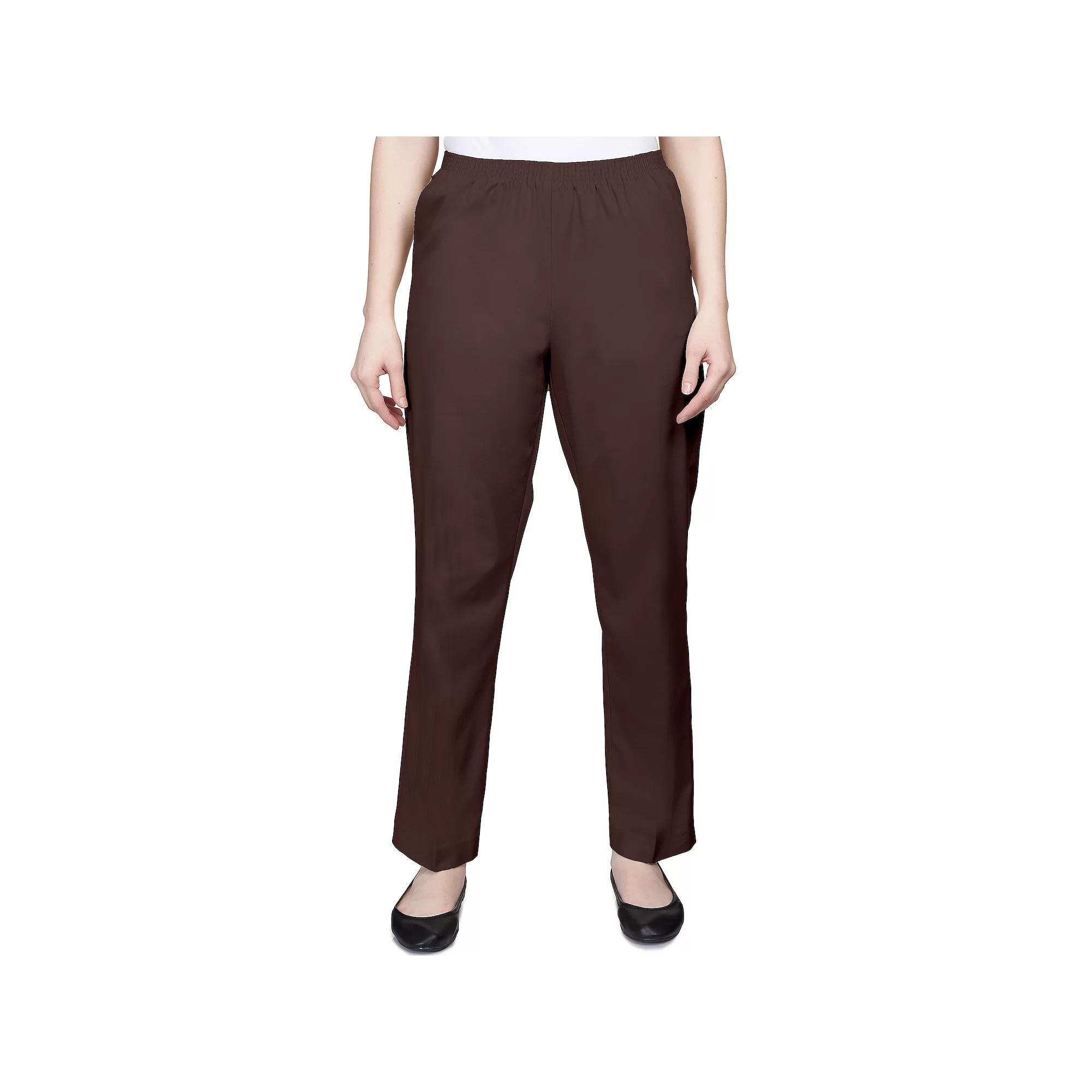 Women's Alfred Dunner Classics Twill Proportioned Pants, Size: 10, Brown Product Image