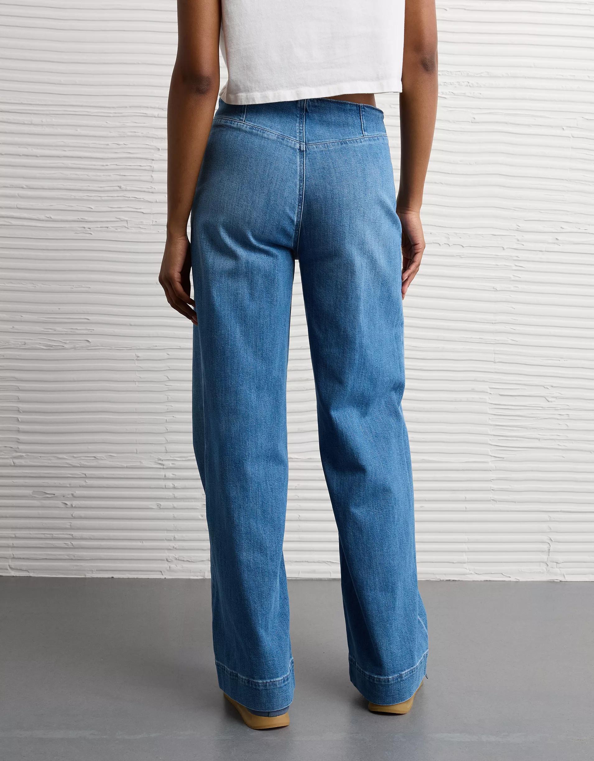 AE Dreamy Drape Stretch Super High-Waisted Baggy Wide-Leg Jean Product Image
