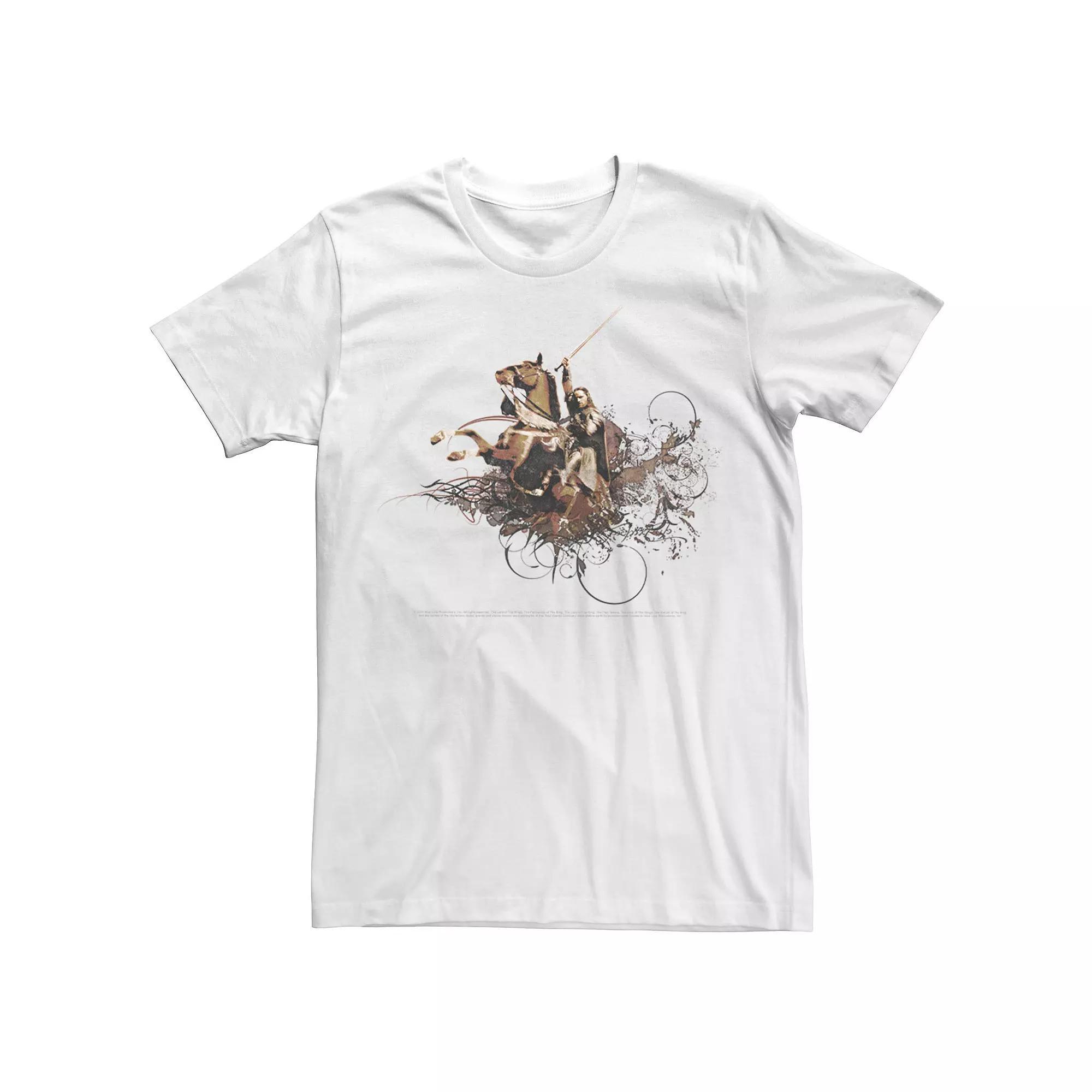 Men's The Lord Of The Rings Aragorn Horse Portrait Tee, Size: XXL, White Product Image