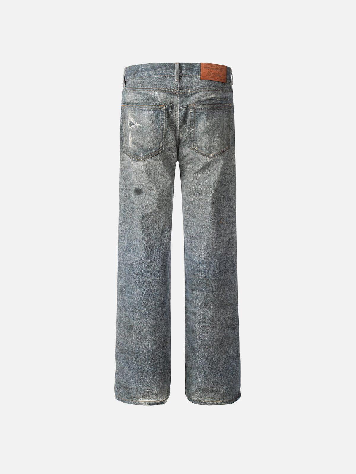 Aelfric Eden Fringe Distressed Print Jeans Product Image