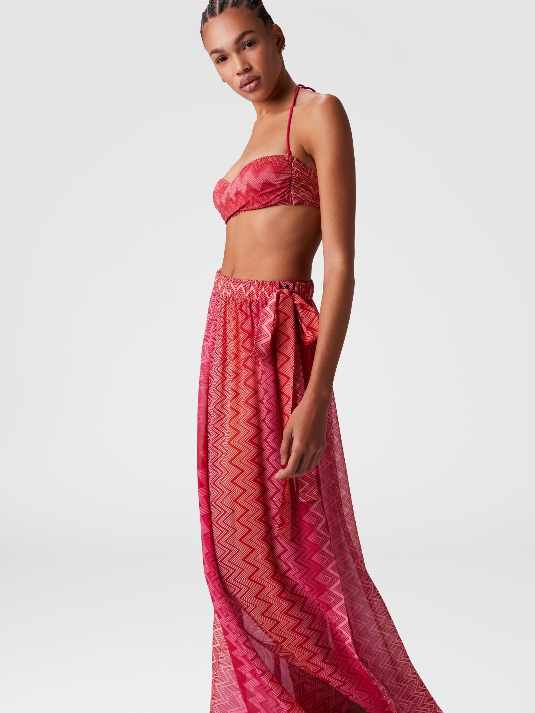 Long covered up skirt in printed silk with front closure Product Image