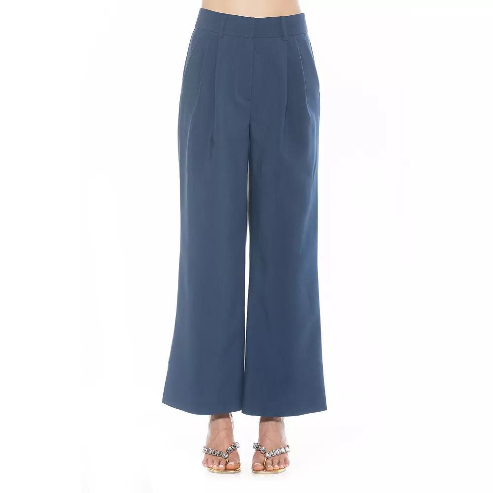 Women's ALEXIA ADMOR Elodie Belted Front Zip Wide Leg Pant, Size: 12, Black Product Image