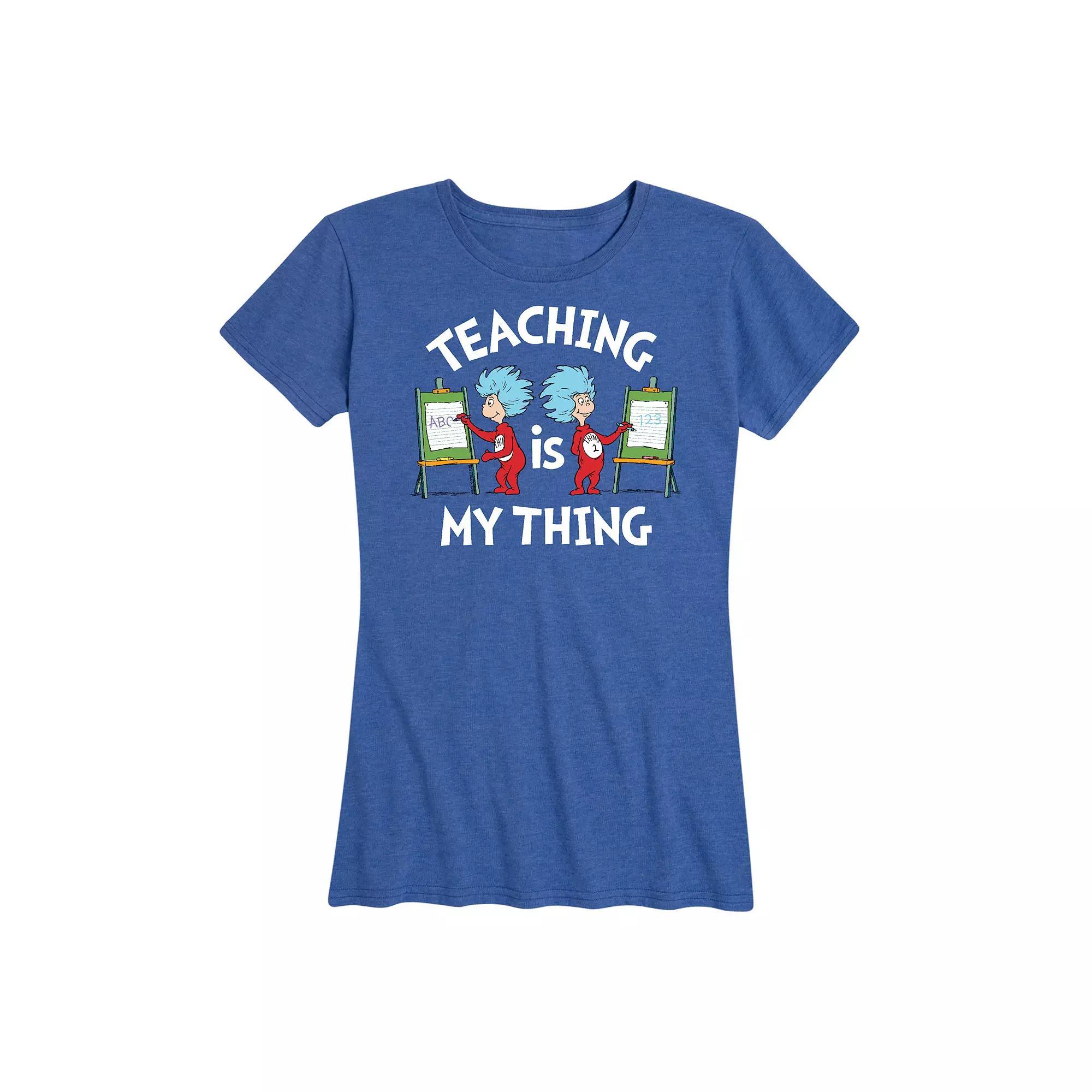 Women's Dr. Seuss Teaching Is My Thing Graphic Tee, Girl's, Size: XL, Grey Gray Product Image