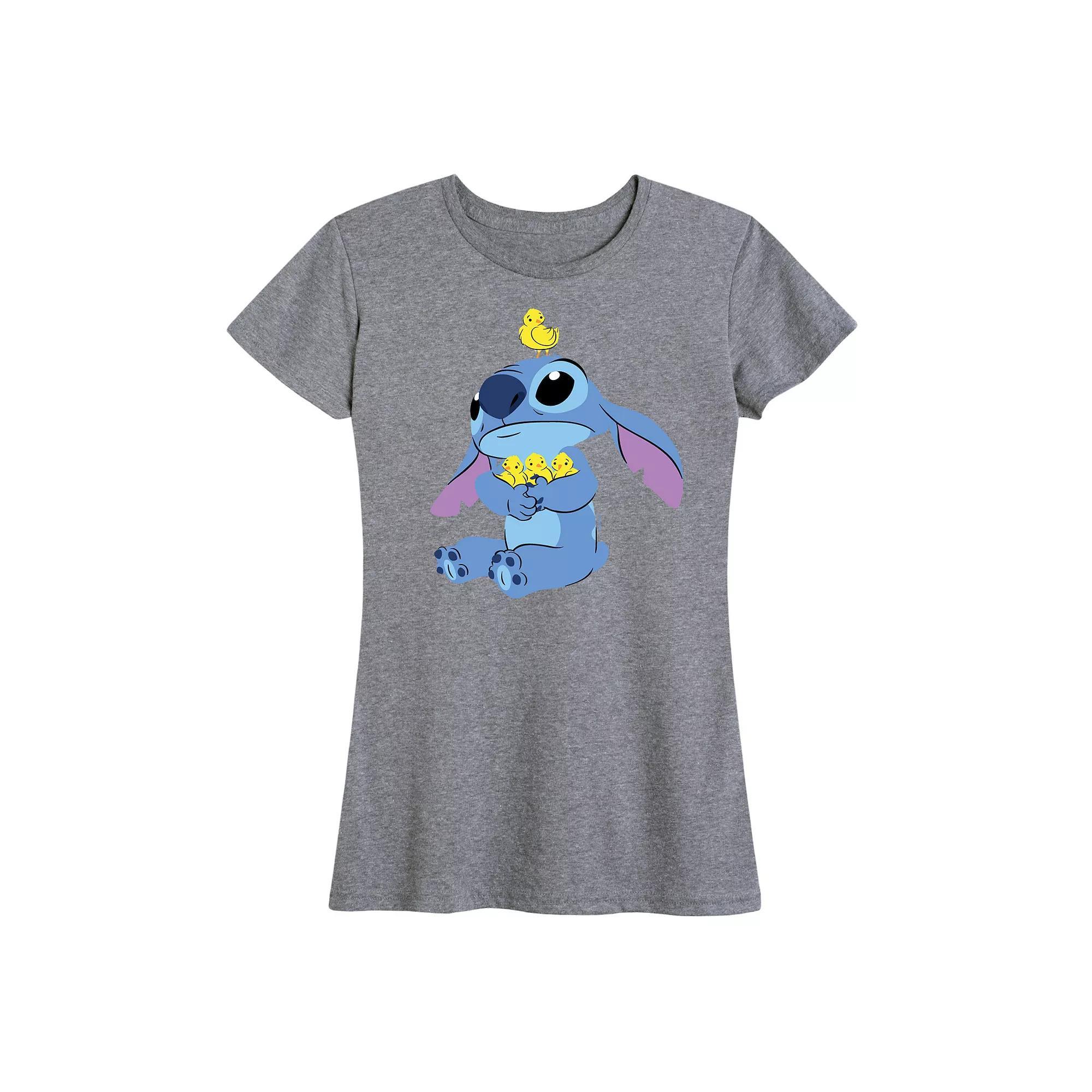 Disneys Lilo & Stitch Womens Chicks Graphic Tee Grey Gray Product Image