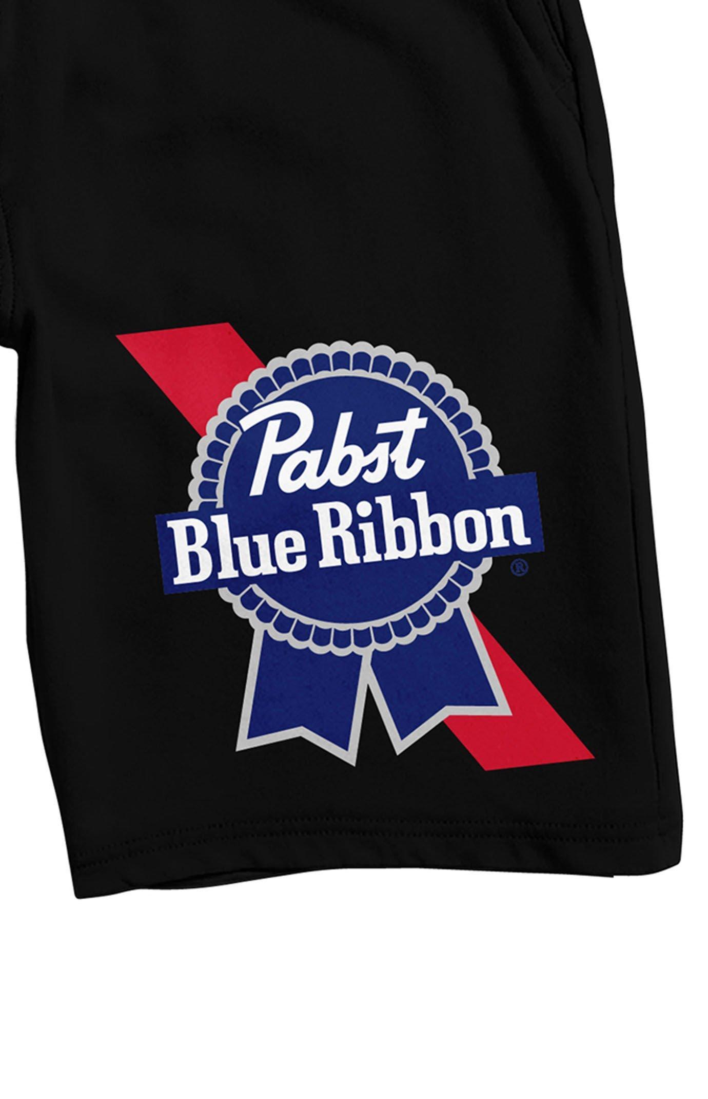 Men's Pabst Blue Ribbon Logo Pajama Shorts, Size: Small, Black Product Image