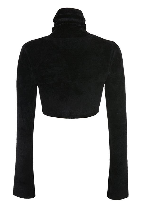 Suri Black Chenille Cropped Top Product Image
