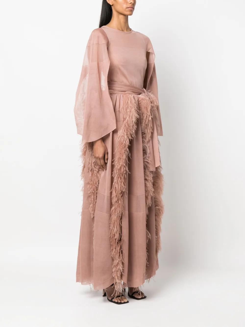 feather-detail silk maxi dress Product Image