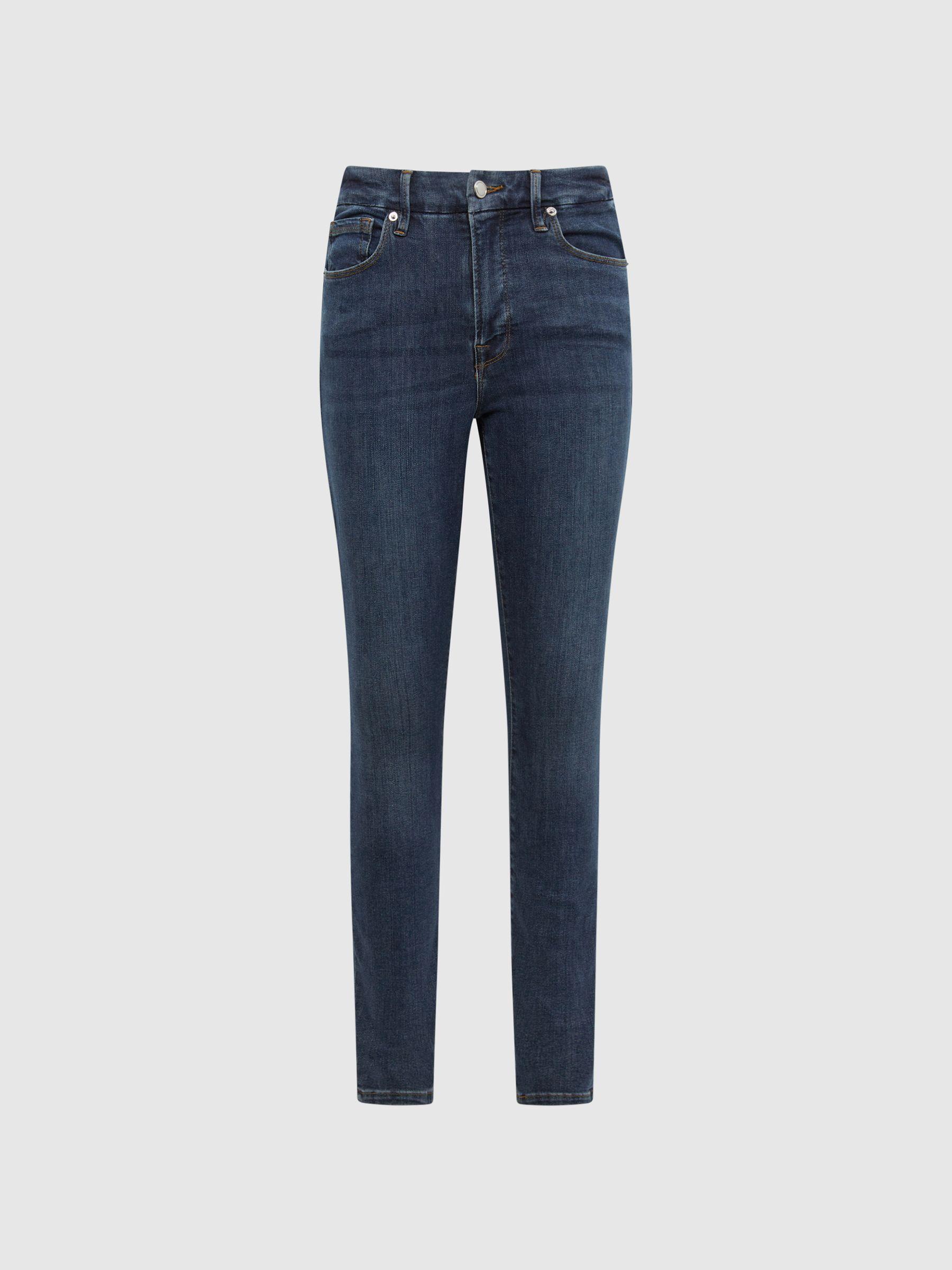 Good American Released Hem Skinny Jeans in Dark Blue Product Image