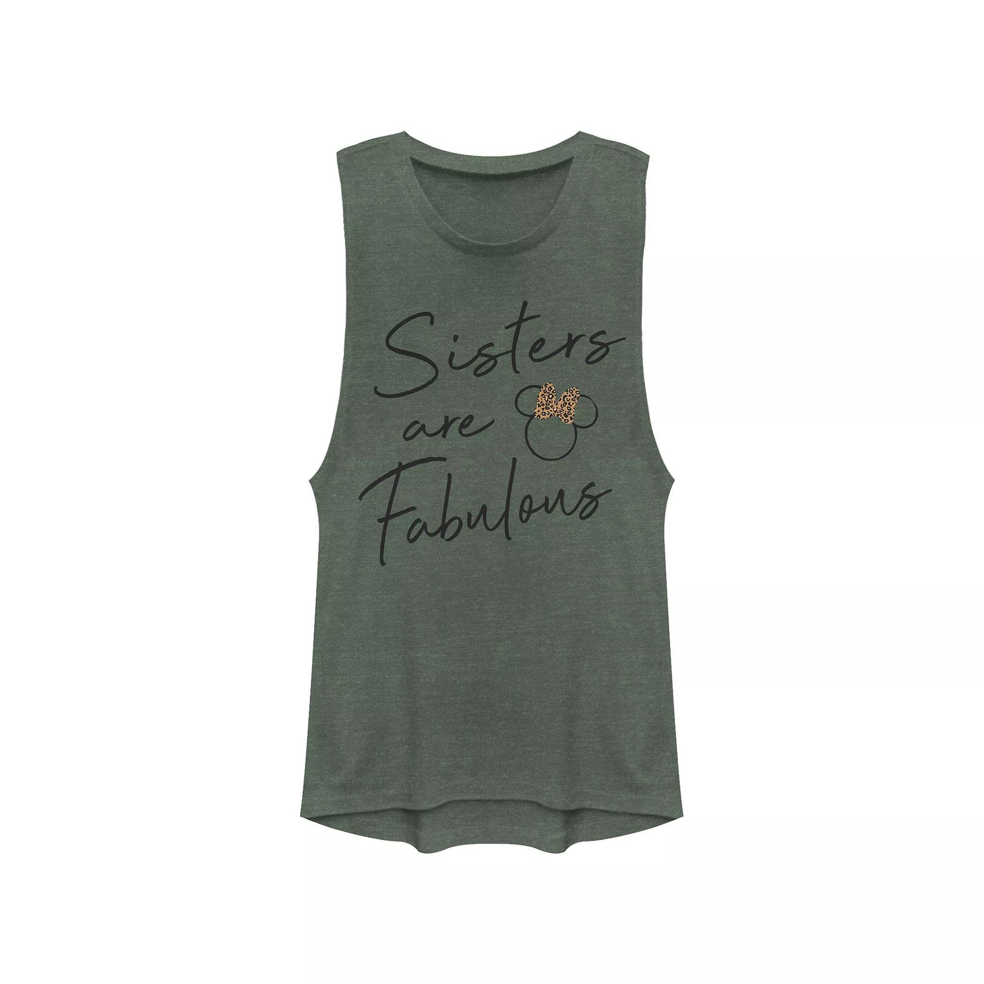 Disney's Minnie Mouse Sisters Are Fabulous Juniors' Graphic Tank Top, Girl's, Size: XXL, Pine Grey Product Image