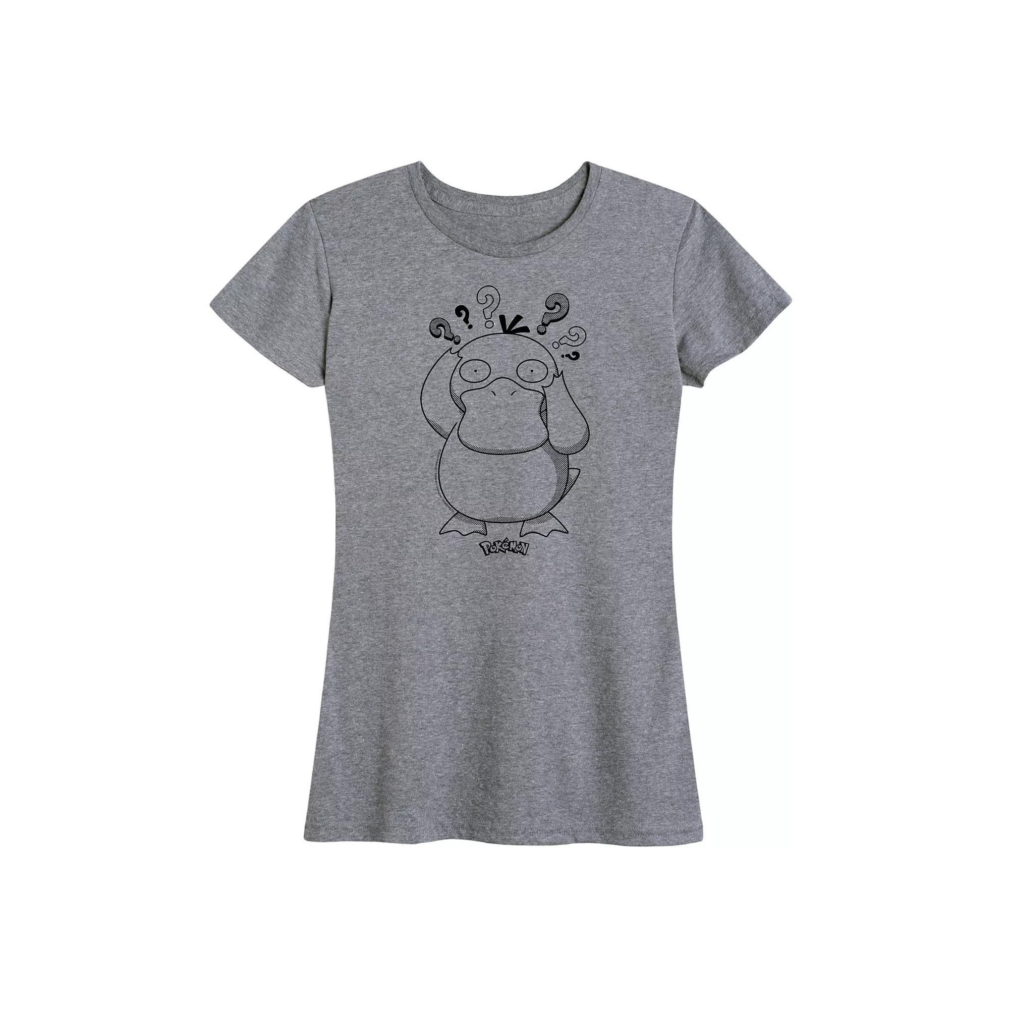 Plus Pokemon Psyduck Pattern Graphic Tee, Womens Grey Gray Product Image