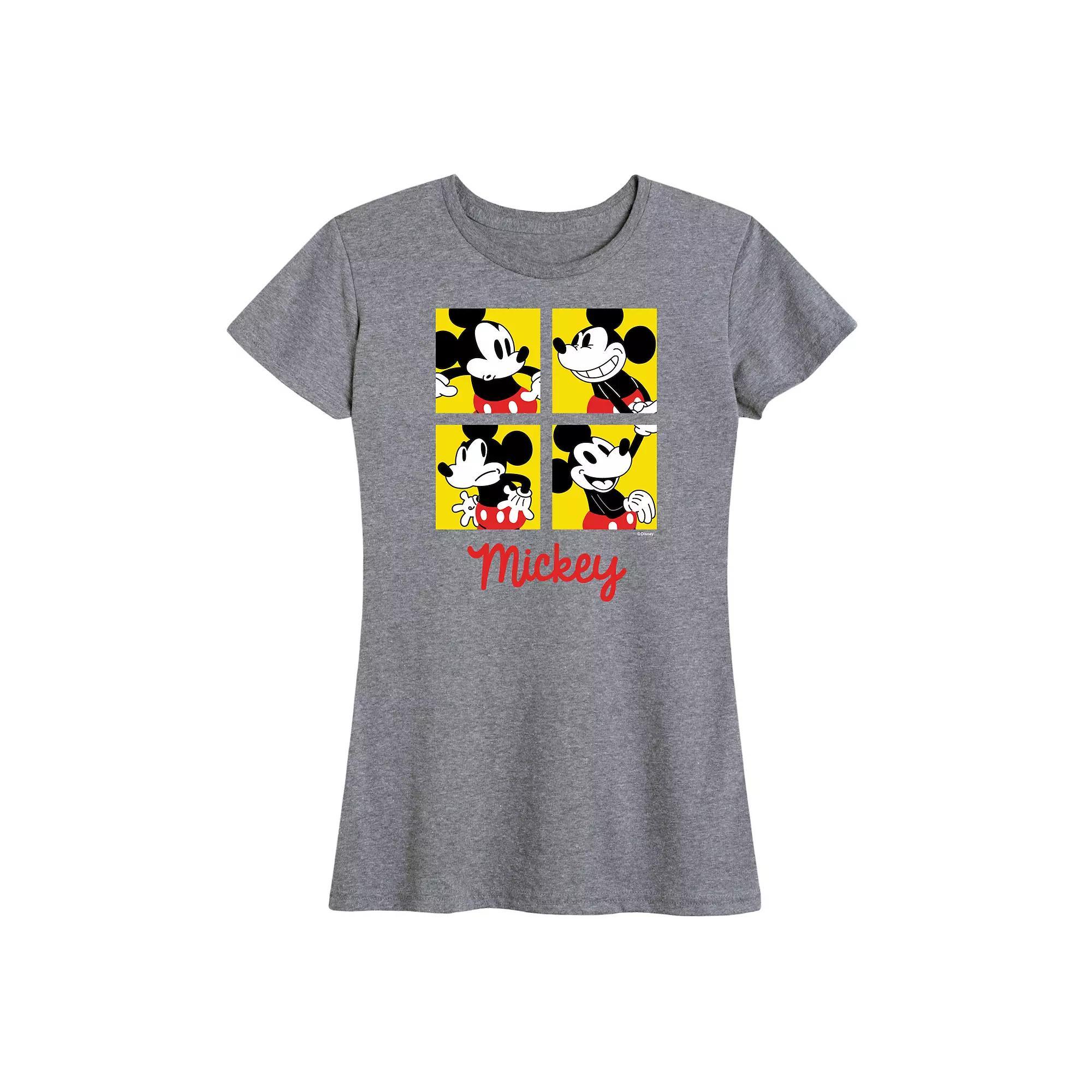 Disney's Mickey Mouse Women's Grid Graphic Tee, Size: Large, Grey Gray Product Image