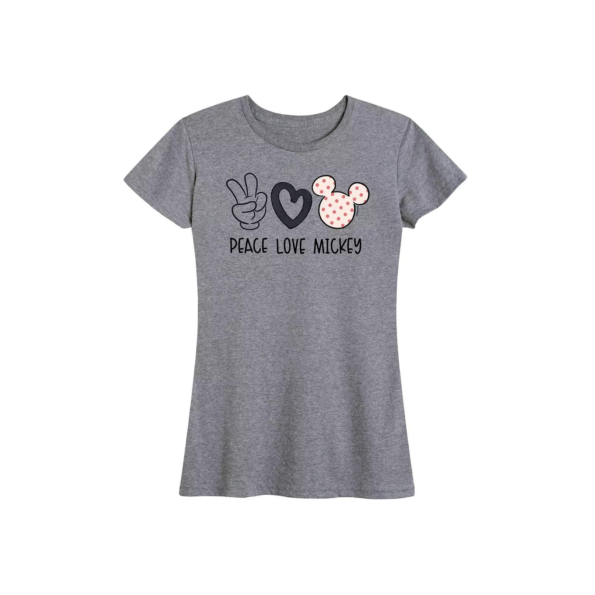Disneys Mickey Mouse Womens Peace Love Graphic Tee Product Image
