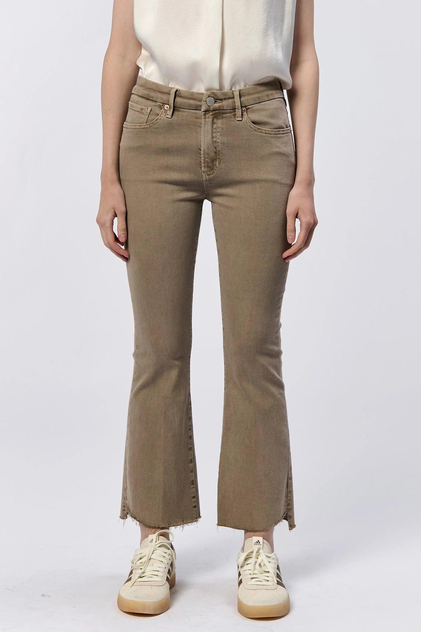 Jeanne Midrise Cropped Flare Distressed Hem Jean Product Image