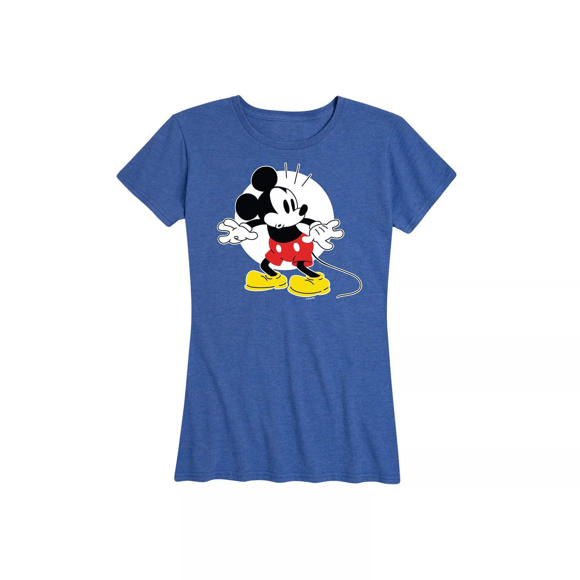 Disneys Mickey Mouse Womens Surprised Graphic Tee Grey Blue Product Image