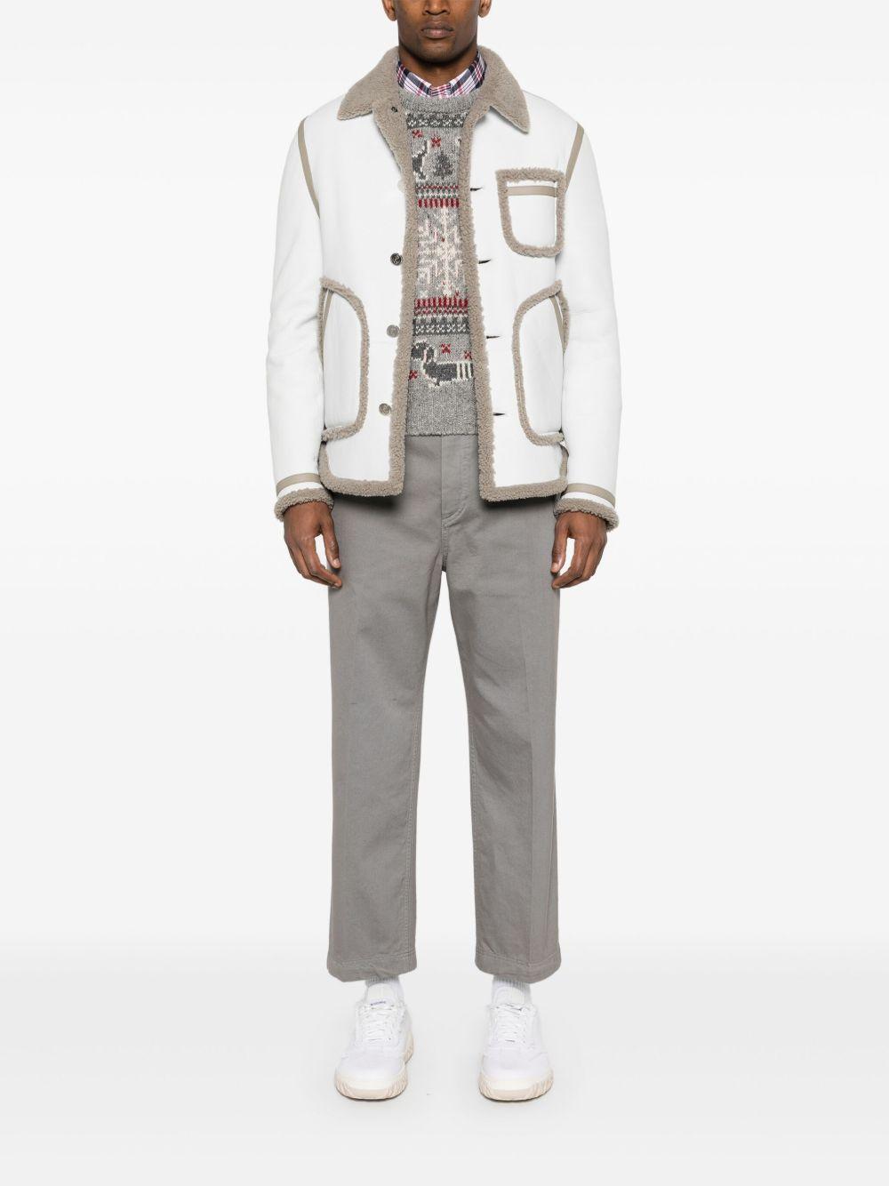 shearling-trim leather jacket Product Image