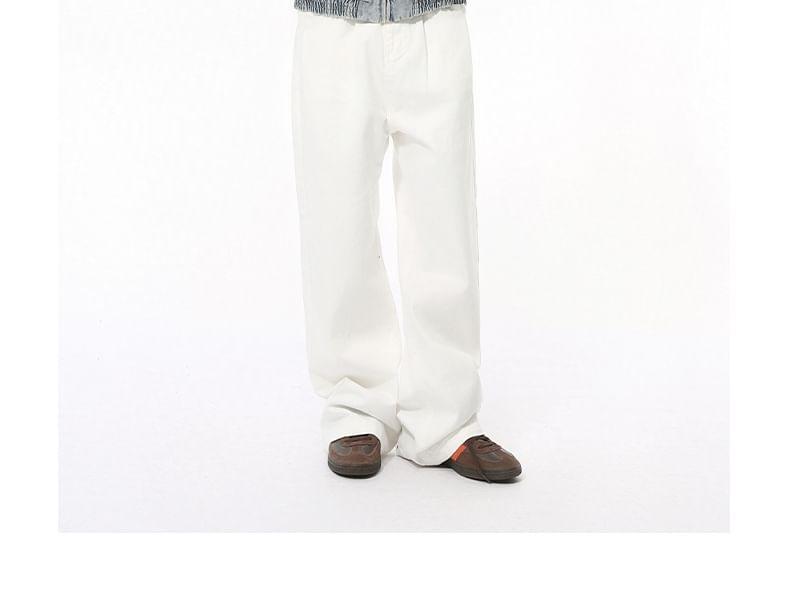 Contrast Collar Washed Denim Zip Jacket Product Image