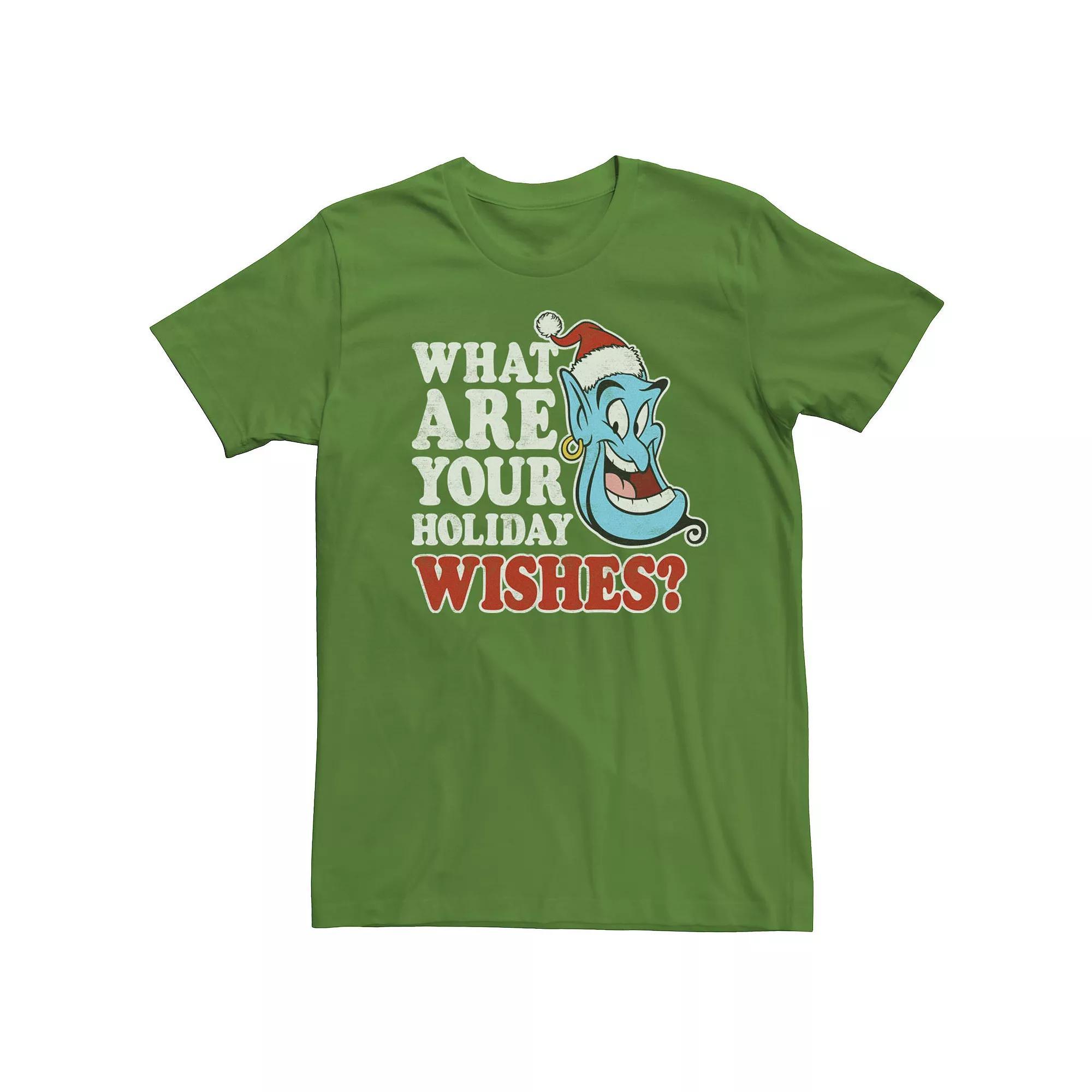 Men's Disney Aladdin Genie What Are Your Holiday Wishes? Tee, Size: XL, Kelly Product Image