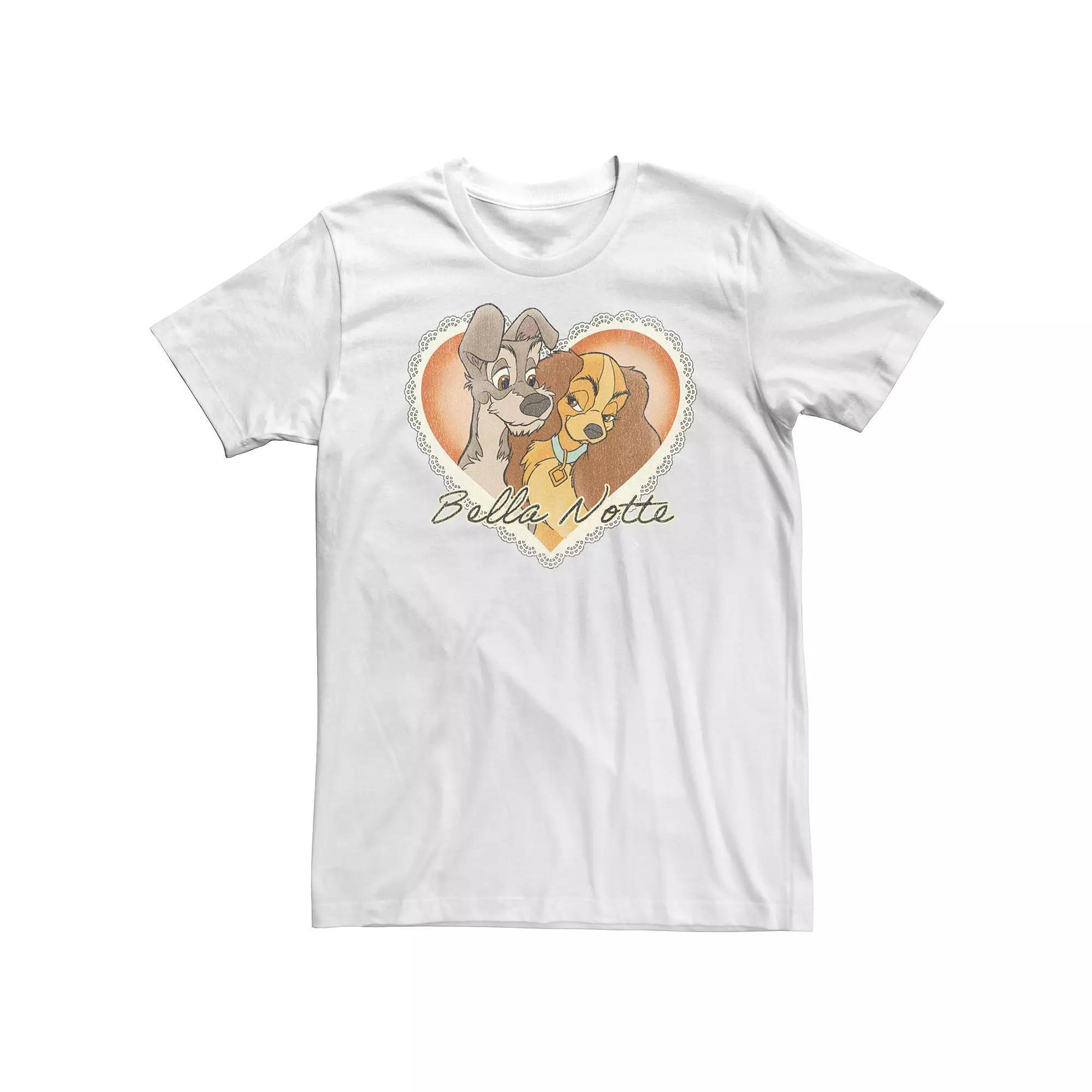 Big & Tall Disney Lady and the Tramp Vintage Valentine Tee, Men's, Size: XL Tall, White Product Image