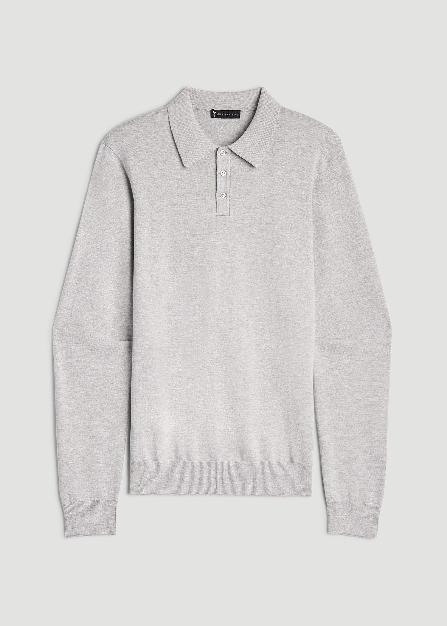 Men’s Tall Polo Sweater in Light Grey Male Product Image