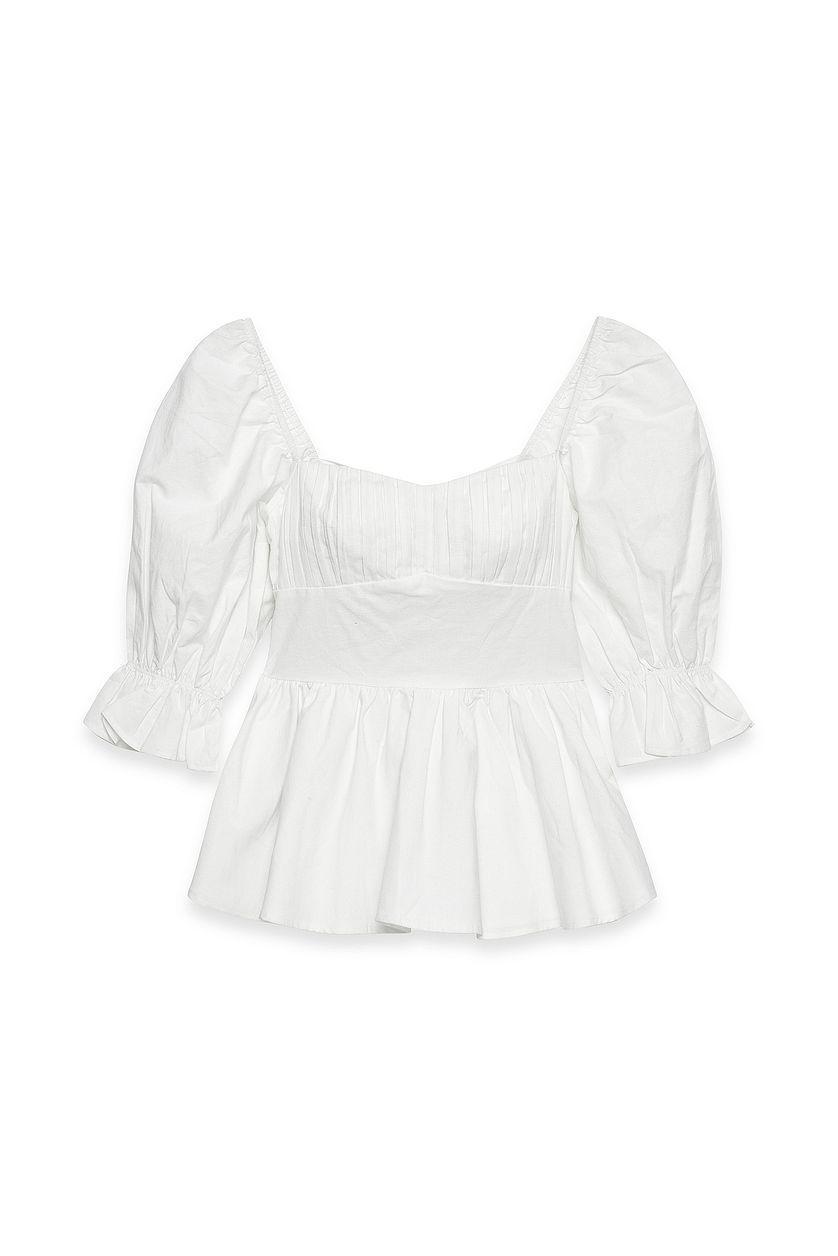 Linen Blend Tie Back Blouse Product Image