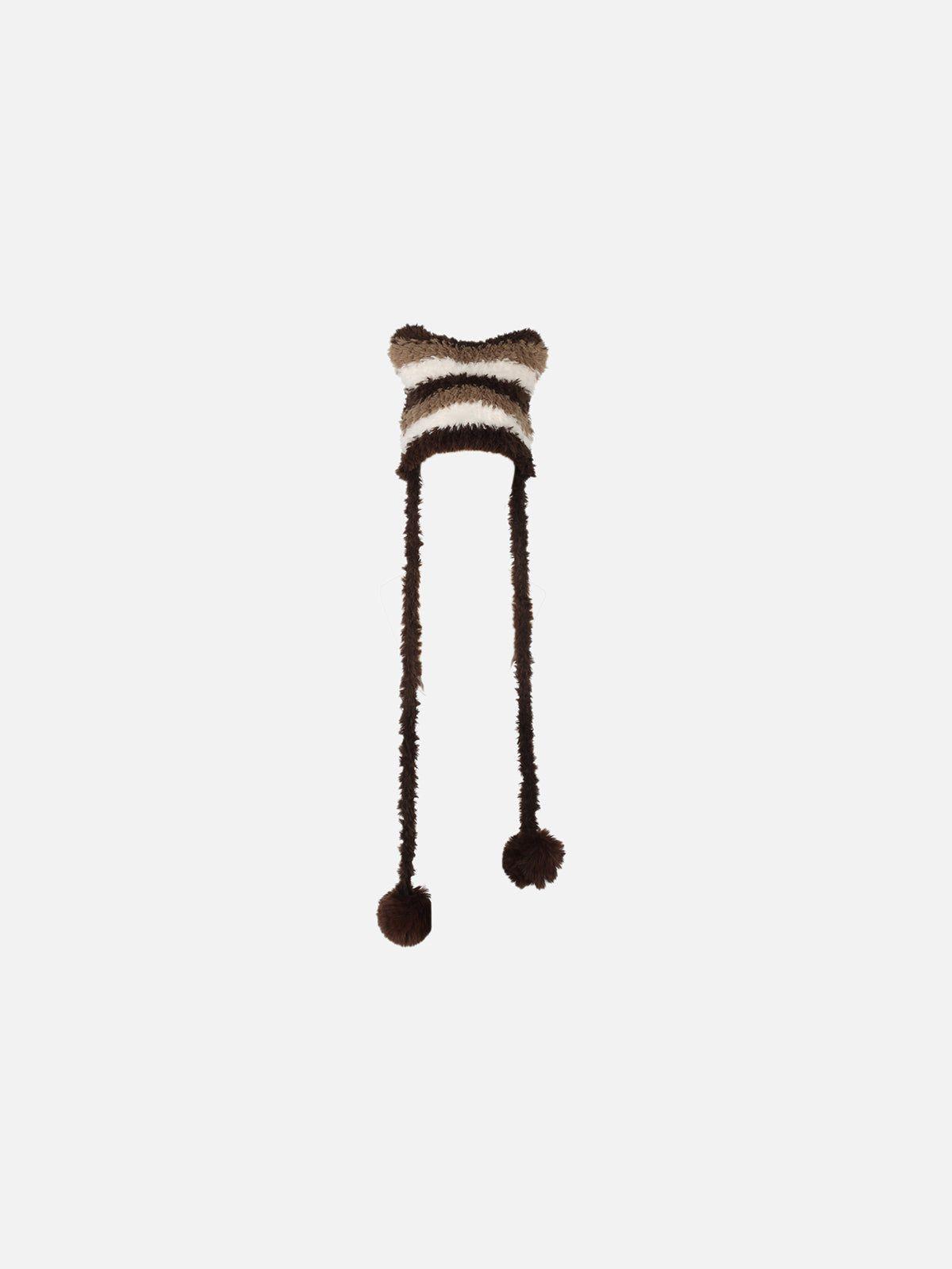 Stripe Plush Beanie Female Product Image