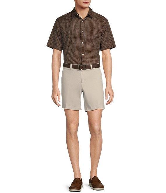 Roundtree & Yorke Short Sleeve Geo Print Poplin Sport Shirt Product Image