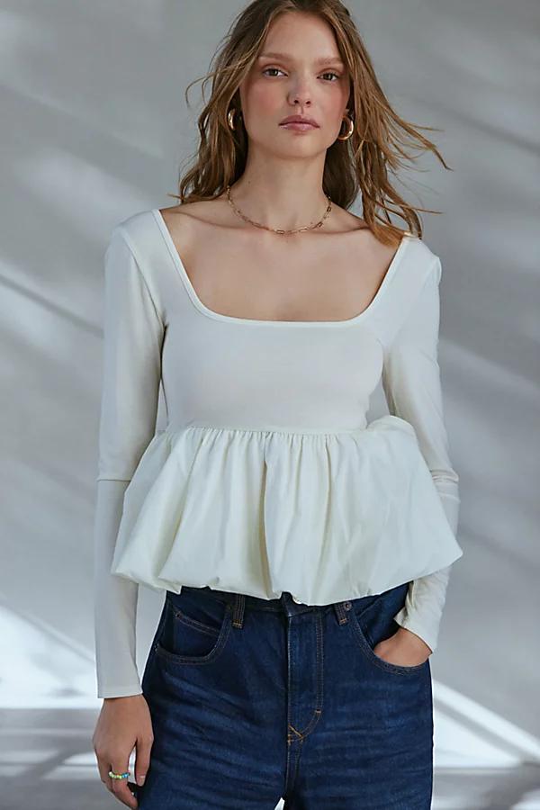 Silence + Noise Bubble Bottom Long Sleeve Top Womens at Urban Outfitters Product Image