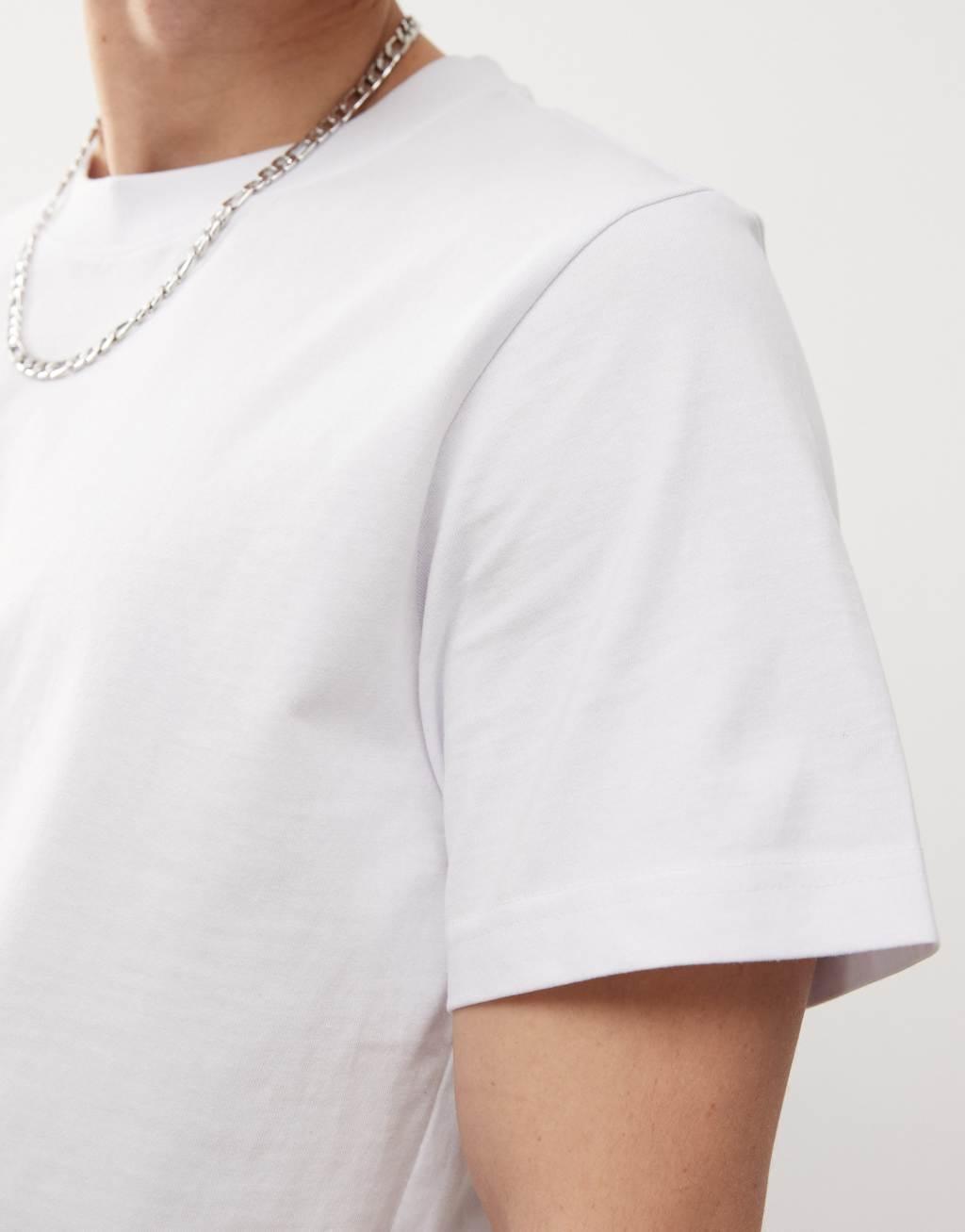 Weekday boxy fit heavy weight jersey t-shirt in white Product Image