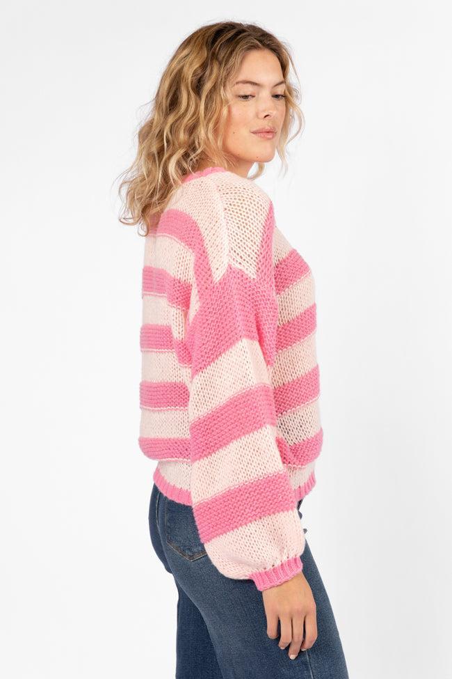 I Always Believe Pink Textured Stripe Sweater FINAL SALE Product Image