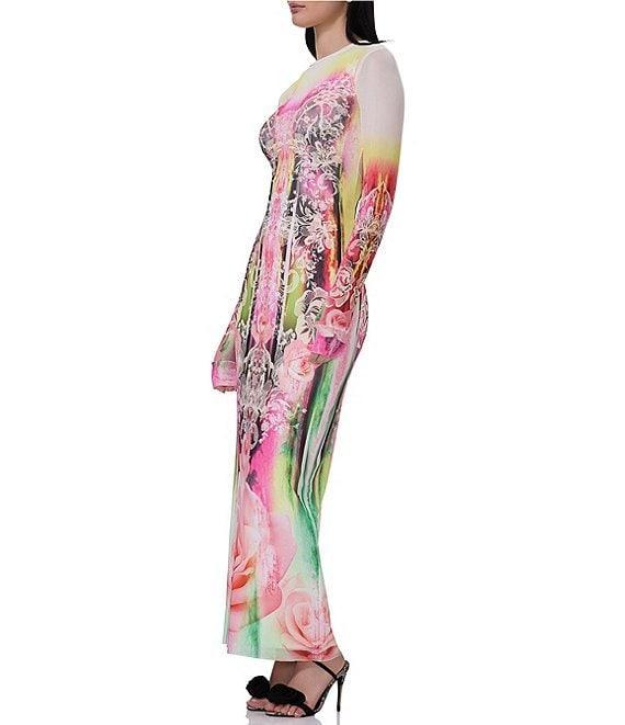 AFRM Didi Grunge Lace Print Crew Neck Long Sleeve Maxi Dress Product Image