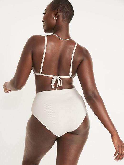 High-Waisted Ribbed Bikini Swim Bottoms Product Image
