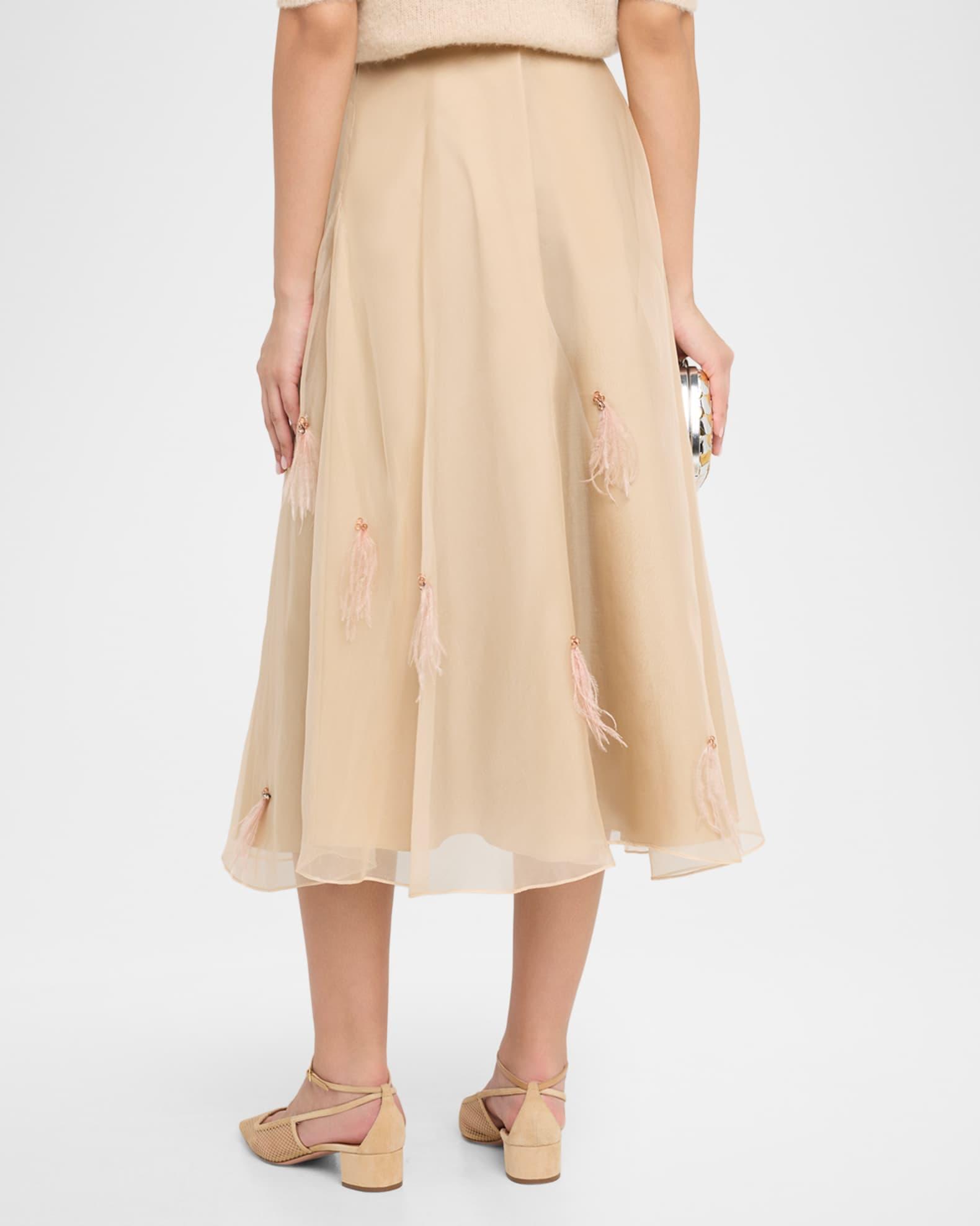 Sheer Volumes Beaded Organza Midi Skirt Product Image