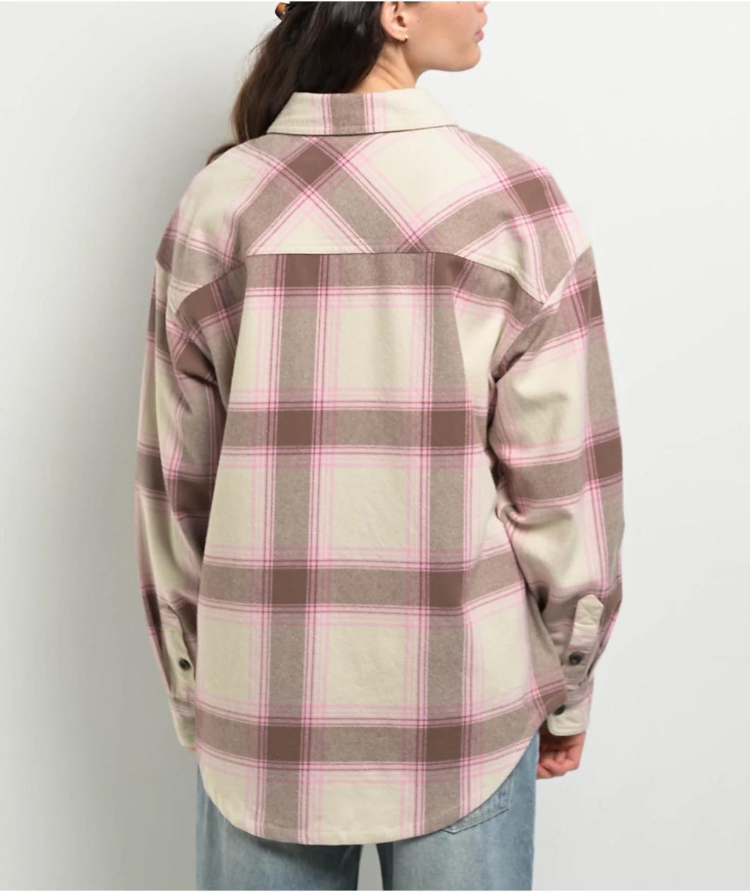 Empyre Kiley Brown & Pink Flannel Shirt Product Image