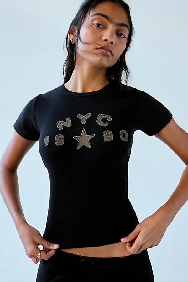 NYC 1990 Graphic Camo Baby Tee Womens at Urban Outfitters Product Image