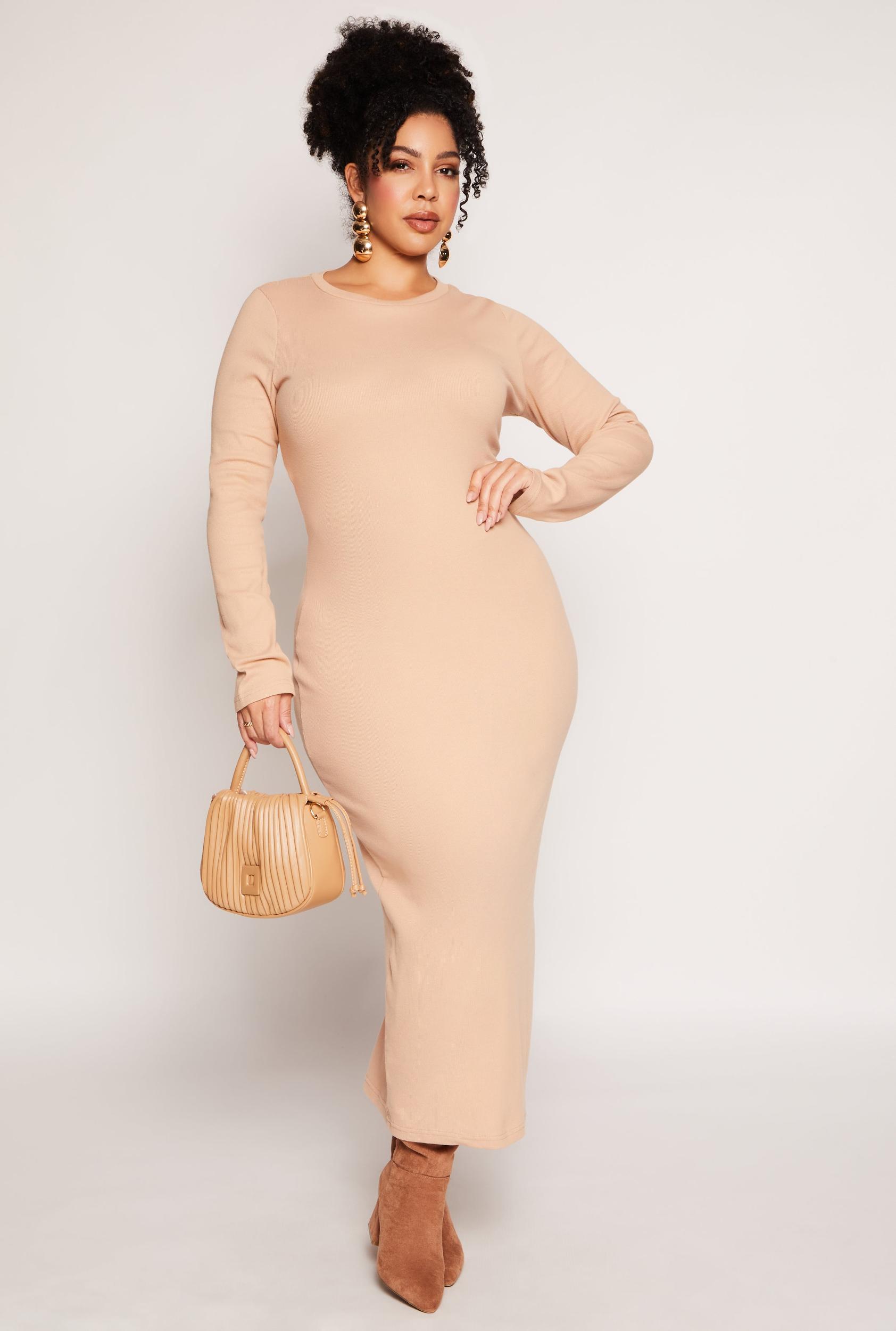 Womens Plus Size Daisy Long Sleeve Maxi Dress Product Image