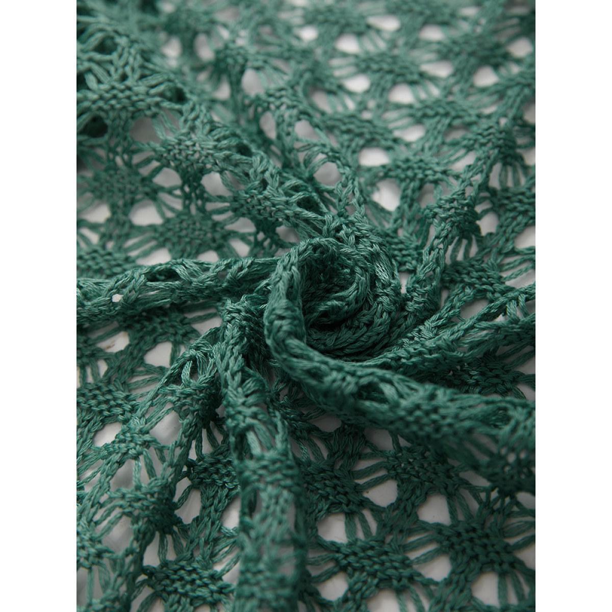 Plus Size Hollow Out Ties Front Bell Sleeve Cardigan Emerald Women Casual Loose Long Sleeve Everyday Cardigans BloomChic 30/6X Product Image