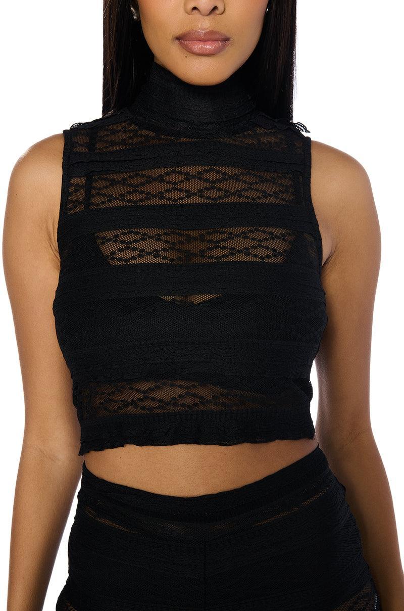ALL I HAVE LEFT SLEEVELESS MOCK NECK LACE TANK Product Image