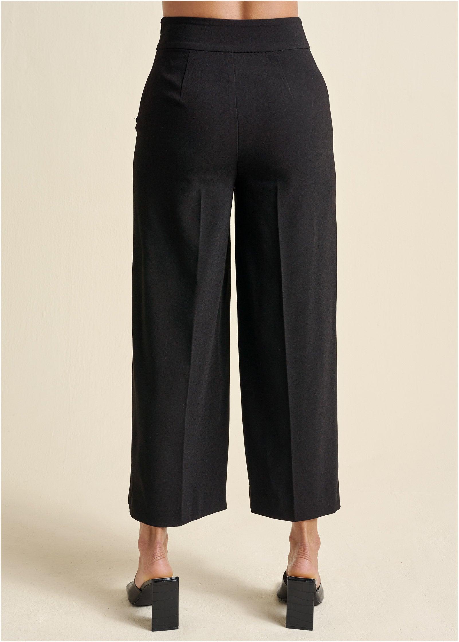 Crop Wide Leg Pants - Black Product Image