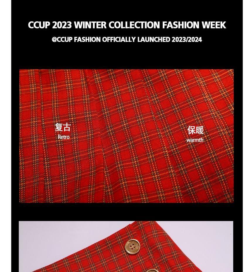 Mid Rise Plaid Pleated Mini A-Line Skirt Product Image