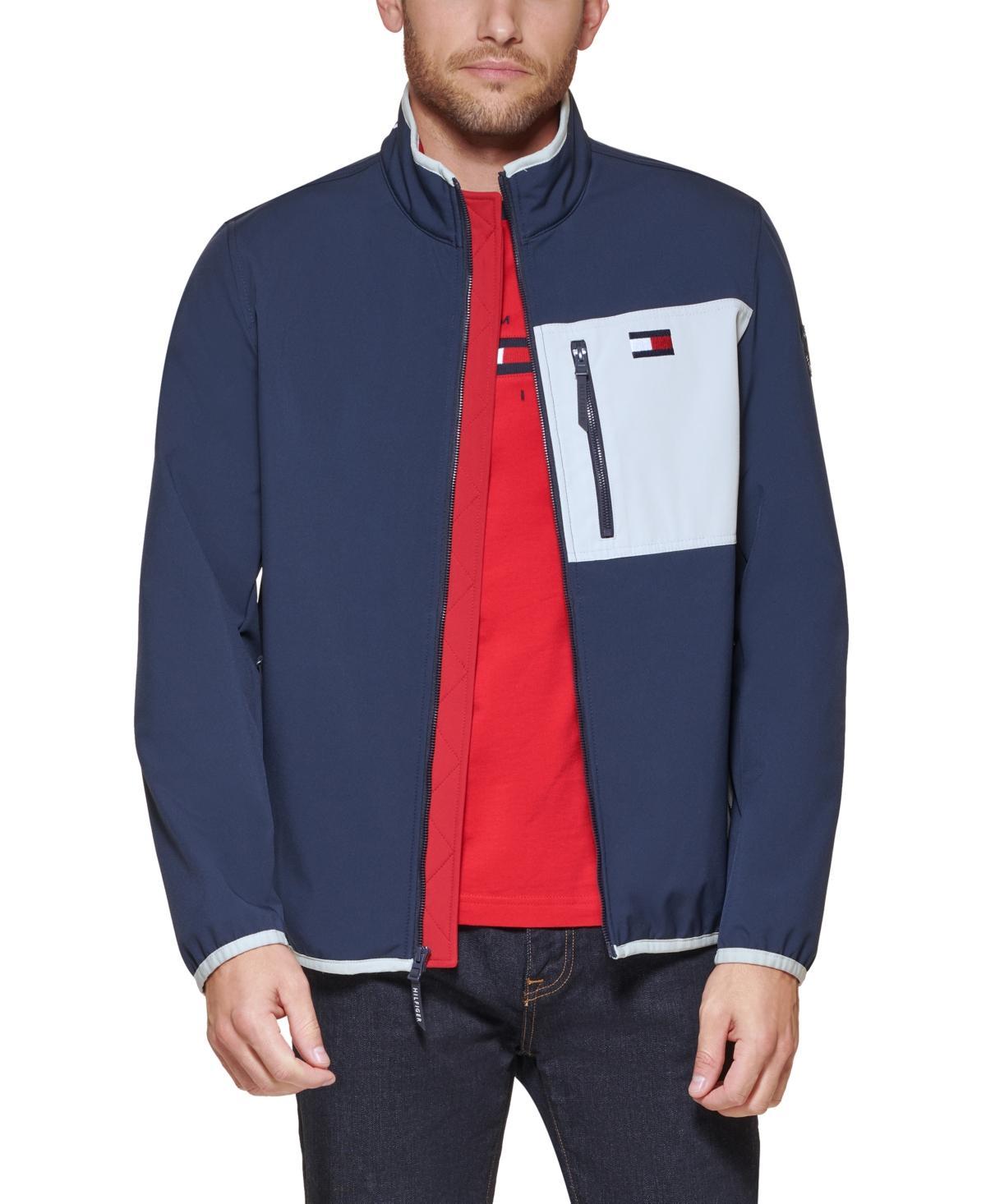 Men's Tommy Hilfiger Softshell Stand Collar Jacket, Size: Medium, White Product Image