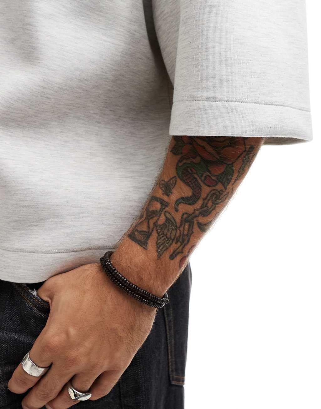 ASOS DESIGN heavyweight scuba short sleeve sweatshirt in gray Product Image