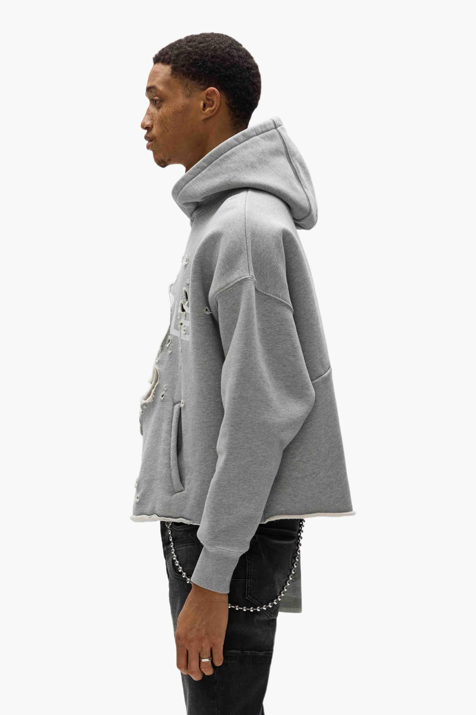 Distressed Cropped Hoodie Male Product Image