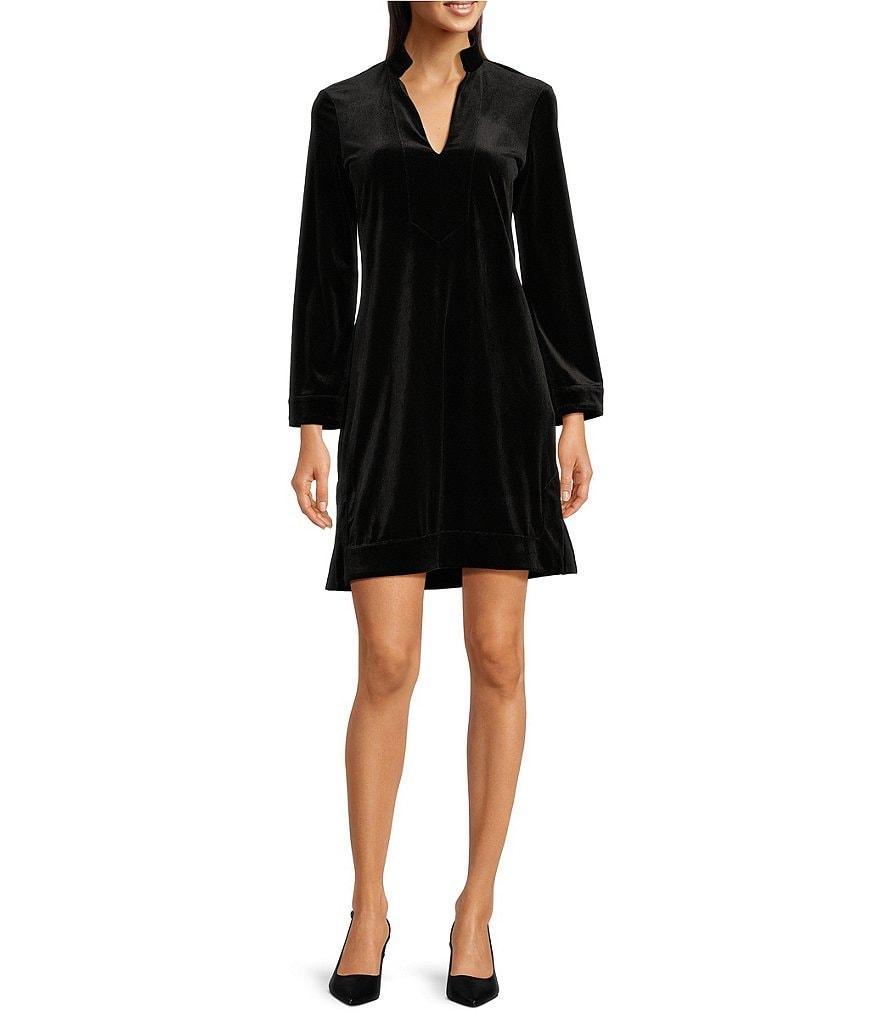 Jude Connally Kate Velvet V-Neck Stand Collar Bracelet Sleeve Dress Product Image